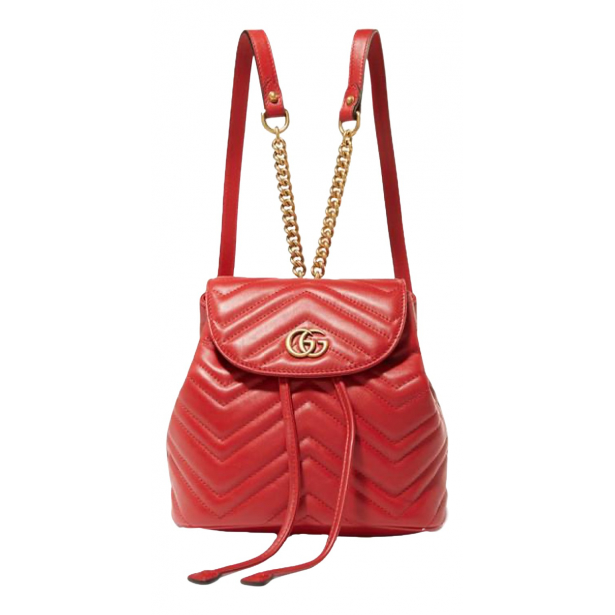 Marmont leather backpack Gucci Red in 